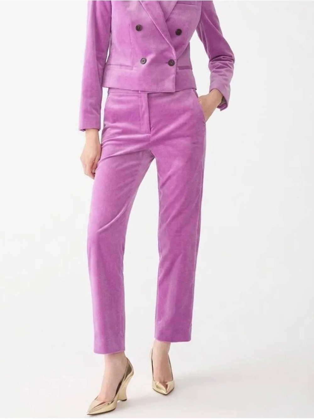 J. Crew Kate Straight-Leg Velvet Pants in Pressed Dahlia, like new, Size 2